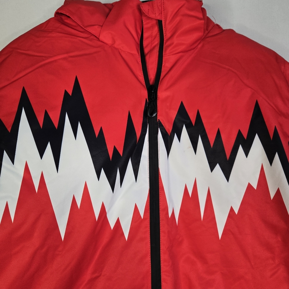 PHIBEE Youth, See Sizing, Red Outdoor Down Ski Jacket, Bold Zigzag Design- NWT - Picture 8 of 15